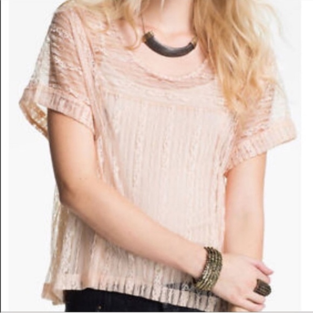 Free People Peach Tea lace top size M